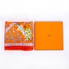 Khăn Hermès Màu Cam Viền Đỏ Họa Tiết Hoa Lá