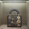 TÚI DIOR LADY MINI BLACK EMBROIDERED GOLD LEATHER BAG