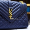 Túi YSL Wallet màu xanh navy khóa chữ ysl vàng