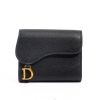 Ví Dior Saddle Wallet Mini Grained Đen Gold