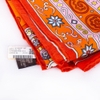 Khăn Hermès Màu Cam Viền Đỏ Họa Tiết Hoa Lá