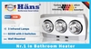 3TGD800 Đèn sưởi nhà tắm Hans 3 bóng H3B