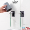Cốc Đánh Răng Và Giá Treo Bàn Chải Đánh Răng Dán Tường Siêu Chắc, Sản Phẩm Tiện Lợi Cho Gia Đình, TakyHome 5216
