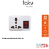 Ổ Cắm - Phích Cắm Chuyển Đổi Từ 3 Chân Sang 2 Chân || 3 Chạc Sang 2 Chấu - Có Công Tắc Tiện Dụng - TakyHome 8609