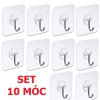10 Móc Dán Tường Trong Suốt, Treo Đồ Dùng Tiện Dụng, Móc Dính Tường Siêu Dính, Móc Trong Suốt Đa Năng, Móc Treo Chìa Khóa, Đồ Dùng Cá Nhân, Đồ Gia Đình TakyHome 2213Set10