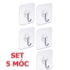 5 Móc Dán Tường Trong Suốt, Treo Đồ Dùng Tiện Dụng, Móc Dính Tường Siêu Dính, Móc Trong Suốt Đa Năng, Móc Treo Chìa Khóa, Đồ Dùng Cá Nhân, Đồ Gia Đình, TakyHome 2213Set5