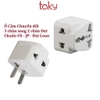 Ổ Cắm Chuyển, Chia 2 Ra Ổ Cắm, Chuyển Đổi 3 Chân Sang 2 Chân Chẩn Dẹt Chuấn US - Japan - Đài Loan- TakyHome 8610