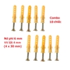 Set 10 Vít + Nở 6 Nhựa, Vít Sắt Kèm Nở Vàng 6, Giá Rẻ, Nở Đóng Tường Loại Tốt, Phù Hợp Lỗ Khoan 6 .TakyHome 5080