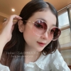 Kính Mát Nữ Hiệu Cartier Màu Nâu Len Bầu Gọng Kim Loại Cao Cấp