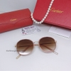 Kính Mát Nữ Hiệu Cartier Màu Nâu Len Bầu Gọng Kim Loại Cao Cấp