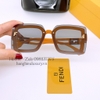 Mắt Kính Thời Trang Nữ - Kính Fendi Nữ Tròng Vuông Khói Tràn Viền Gọng Màu Vàng Nghệ Cao Cấp 2254
