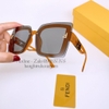 Mắt Kính Thời Trang Nữ - Kính Fendi Nữ Tròng Vuông Khói Tràn Viền Gọng Màu Vàng Nghệ Cao Cấp 2254