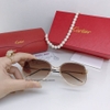 Kính Mát Nữ Hiệu Cartier Màu Nâu Gọng Kim Loại Cao Cấp Mã B80-213 Full Box