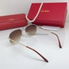 Kính Mát Nữ Hiệu Cartier Cao Cấp Màu Nâu Gọng Kim Loại B80-227