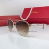 Kính Mát Nữ Hiệu Cartier Cao Cấp Màu Nâu Gọng Kim Loại B80-227