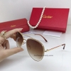 Kính Mát Nữ Hiệu Cartier Cao Cấp Màu Nâu Gọng Kim Loại B80-227
