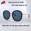 Kính mát nữ - Kính Cartier nữ màu đen tròng bầu cao cấp, gọng kim loại, kèm hộp hãng