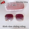 Kính râm nữ màu đen khói viền kim loại - Kính mát nữ Miu Miu tròng vuông cao cấp kèm hộp
