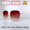 Kính mát nữ màu nâu chống nắng, kính vuông Miu Miu viền kim loại cao cấp kèm hộp