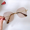 Kính mát nữ màu trà - Kính râm nữ Miu Miu tròng vuông viền kim loại cao cấp kèm hộp