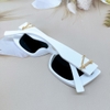 Kính mát nữ màu trắng, kính Versace nữ gọng chữ V thời trang cao cấp kèm hộp xịn, 4382