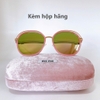 Kính mát nữ tráng gương - Kính râm Miu Miu chống nắng viền màu hồng cao cấp kèm hộp