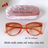 Kính mát nữ màu trà - Kính Miu Miu mắt mèo gọng kim loại cao cấp kèm hộp