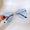 Kính râm nữ màu xanh dương - Kính Miu Miu mắt mèo nữ nhẹ gọng kim loại kèm hộp