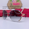 Mắt Kính Cartier Nữ Màu Khói Gọng Hồ Ly Đính Đá Cao Cấp 1886