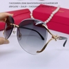 Mắt Kính Cartier Nữ Màu Khói Gọng Hồ Ly Đính Đá Cao Cấp 1886