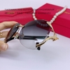 Mắt Kính Cartier Nữ Màu Khói Gọng Hồ Ly Đính Đá Cao Cấp 1886