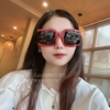Mắt Kính Thời Trang Nữ - Kính Celine Tròng Đen Gọng Đỏ Vuông Bảng To Cao Cấp 8026