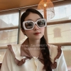 Mắt Kính Thời Trang Nữ - Kính Nữ Chanel Vuông Tròng Khói Gọng Bọc Jean Xanh Đen Mã 6121