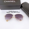 Kính Mát Nữ Thời Trang - Kính Chanel Nữ Tím Khói Gọng Đính Ngọc Trai 6843