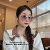 Mắt Kính Thời Trang Nữ Tròng Bầu - Kính Chanel Nữ Ombre Xanh Trà Gọng Đính Ngọc Trai 6843