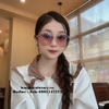Mắt Kính Thời Trang Nữ Tròng Bầu - Kính Chanel Nữ Ombre Xanh Trà Gọng Đính Ngọc Trai 6843