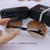 Mắt Kính Thời Trang Nữ - Kính Chanel Nữ Bầu Màu Nâu Đính Đá Cao Cấp 66240