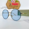 Mắt Kính Thời Trang Nữ - Kính Dior Nữ Tròn Xanh Da Trời Gọng Kim Loại Cao Cấp 8879