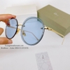 Mắt Kính Thời Trang Nữ - Kính Dior Nữ Tròn Xanh Da Trời Gọng Kim Loại Cao Cấp 8879