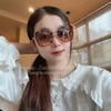 Mắt Kính Thời Trang Nữ - Kính Fendi Nữ Vuông Màu Nâu Hổ Phách Tràn Viền Gọng Kim Loại Mã 7065