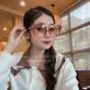Mắt Kính Gucci Nữ Tròng Vuông Trà Gọng Kim Loại Full Box