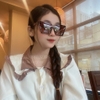 Mắt Kính Thời Trang Nữ - Kính Gucci Nữ Vuông Nâu Hổ Phách Gọng Kim Loại Cao Cấp X6077