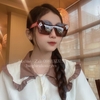 Mắt Kính Thời Trang Nữ - Kính Gucci Nữ Vuông Đen Nâu Gọng Hồng Form Nhỏ Cao Cấp Mã 3965