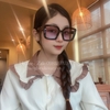 Mắt Kính Thời Trang Nữ - Kính Gucci Nữ Tròng Vuông Đen Tím Khói Cao Cấp Mã 6781