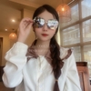 Mắt Kính Thời Trang Nữ - Kính Gucci Nữ Tráng Gương Bạc Tròng Vuông Cao Cấp Mã 2438