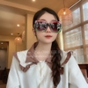 Mắt Kính Gucci Nữ Vuông Bảng To Đen Gọng Xanh Đỏ 00836