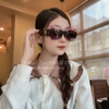Mắt Kính Gucci Nữ Vuông Bảng To Đen Gọng Hồng Vàng 00836