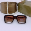 Mắt Kính Thời Trang Nữ - Kính Gucci Nữ Vuông Nâu Hổ Phách Gọng Kim Loại Cao Cấp X6077