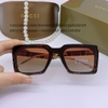 Mắt Kính Thời Trang Nữ - Kính Gucci Nữ Vuông Nâu Hổ Phách Gọng Kim Loại Cao Cấp X6077