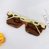 Mắt Kính Thời Trang - Kính Louis Vuitton Nữ Vuông Màu Nâu Hổ Phách Gọng Mắc Xích Cao Cấp